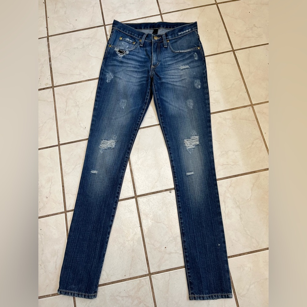 NOBODY JEANS Australia NWOT! Dark Wash Distressed Skinny Jeans Sz 25 NEW!